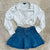 Denim Pleated Mini Skirt