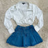 Denim Pleated Mini Skirt