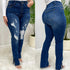 Feeling Height Slit Jeans (Dark Blue)